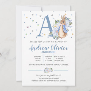 Invitation Aquarelle Peter Rabbit Baby Boy Christening 