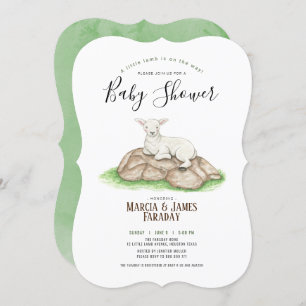 Invitation Aquarelle petit agneau couples baby shower