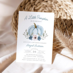 Invitation Aquarelle Petit Baby shower Citrouille Bleu