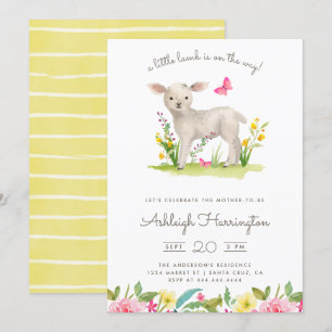 Invitation Aquarelle petit baby shower de pré de ressort
