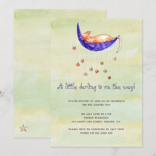 Invitation Aquarelle petit bébé sur le chemin baby shower