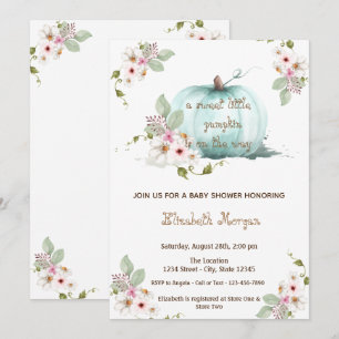 Invitation Aquarelle Petit Citrouille, Baby Shower d'Automne