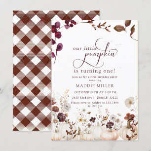 Invitation Aquarelle Petit Citrouille   Premier anniversaire 