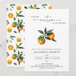 Invitation Aquarelle Petit Cutie Citrus Baby shower orange