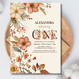 Invitation Aquarelle Petit Fleur sauvage 1er anniversaire