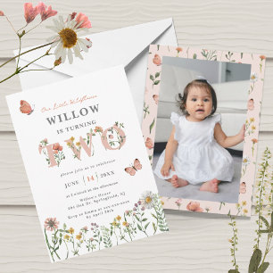 Invitation Aquarelle Petit Fleur sauvage 2e anniversaire