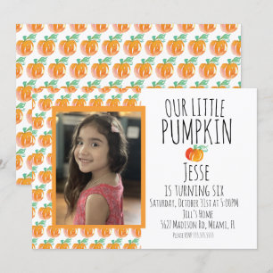 Invitation Aquarelle Petit Halloween photo Citrouille