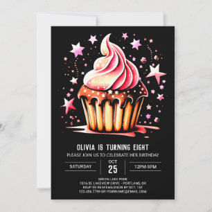 Invitation Aquarelle Petit Muffin Délice Fille Anniversaire