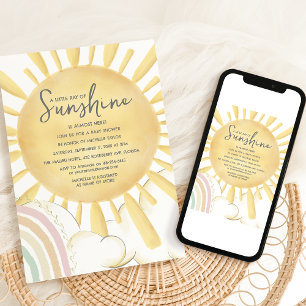 Invitation Aquarelle Petit Rayon De Baby shower Soleil