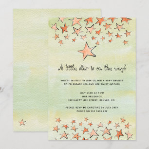 Invitation Aquarelle petite étoile sur le chemin baby shower