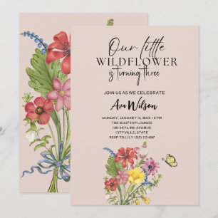 Invitation aquarelle petite fleur d'anniversaire sauvage