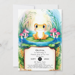 Invitation Aquarelle Petite grenouille Anniversaire