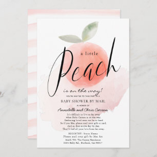 Invitation Aquarelle Petite Peach Baby shower rose par courri