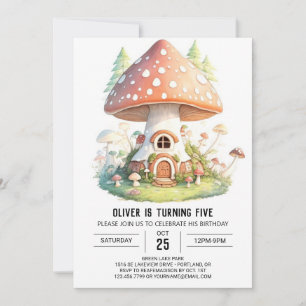 Invitation Aquarelle Petits Champignons Anniversaire