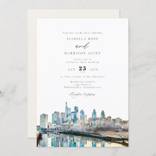Invitation Aquarelle Philadelphia Pennsylvania Mariage