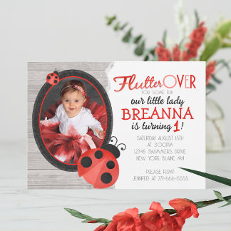 Invitation Aquarelle photo Ladybug Anniversaire