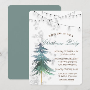Invitation Aquarelle Pin arbre, Étincelle, Lumières, Fête de