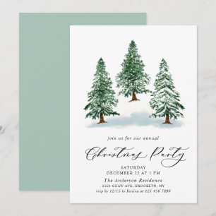 Invitation Aquarelle Pine Arbre Chic Noël Fête de Noël