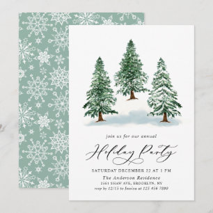 Invitation Aquarelle Pine Arbre Chic Noël Fête de Noël