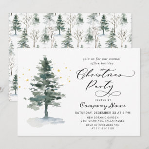 Invitation Aquarelle Pine Arbre Chic Noël Fête de Noël