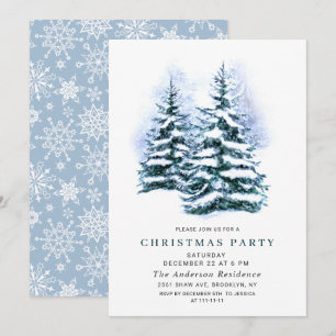 Invitation Aquarelle Pine Arbre Chic Noël Fête de Noël