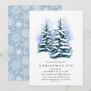 Invitation Aquarelle Pine Arbre Chic Noël Réveillon