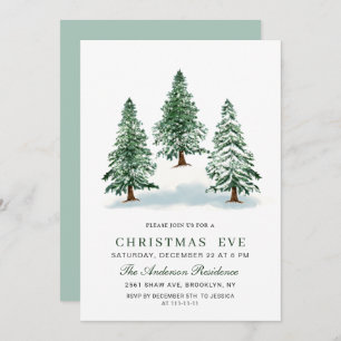 Invitation Aquarelle Pine Arbre Chic Noël Réveillon