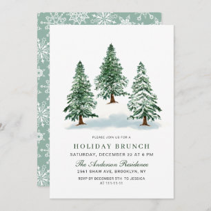 Invitation Aquarelle Pine Arbre de Noël Brunch de Noël