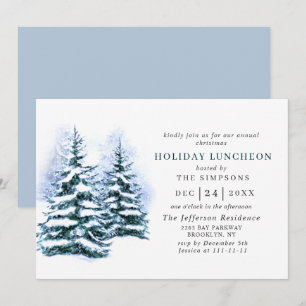 Invitation Aquarelle Pine Arbre de Noël Déjeuner