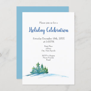 Invitation Aquarelle Pine Arbres Snowscape