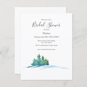 Invitation Aquarelle Pine Arbres Snowscape