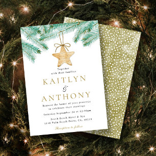 Invitation Aquarelle Pine Boughs Noël Mariage d'hiver