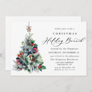 Invitation Aquarelle Pine Tree Chic Noël VACANCES BRUNCH