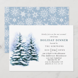 Invitation Aquarelle Pine Tree Chic Noël VACANCES DÎNER