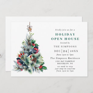 Invitation Aquarelle Pine Tree Noël Holiday Open House