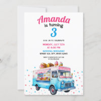 Aquarelle Pink and Blue Ice Cream Camion Anniversa
