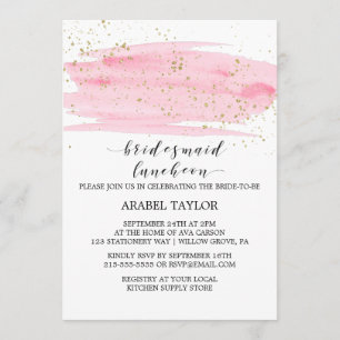 Invitation Aquarelle Pink Blush et Gold Bridesmaid