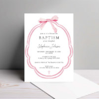 Aquarelle Pink Dainty Bow Ribbon Baptême