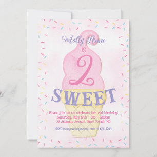 Invitation Aquarelle Pink Ice Cream Cone 2e anniversaire fill