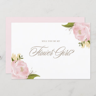 Invitation Aquarelle Pink Peonies Be My Flower Girl Card