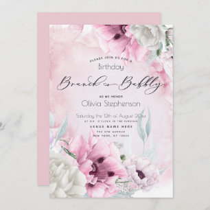Invitation Aquarelle Pink Poppy anniversaire