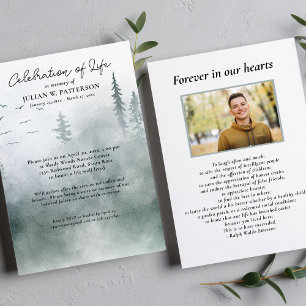 Invitation Aquarelle Pins des bois Célébration de la vie