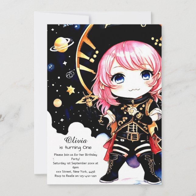 Invitation Aquarelle Pirate Anniversaire (Devant)