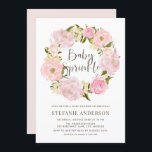 Invitation Aquarelle Pis Rose Bleu Wreath Bébé Sprinky<br><div class="desc">Invités Invitations à votre événement avec cette invitation personnalisée à l'arrosage bébé. Il est orné d'une couronne de pivoine rose rousse. Personnalisez cette invitation botanique en ajoutant vos détails. Cette invitation à l'arrosage de bébé en couronne de fleurs roses est parfaite pour les évènements de printemps et de jardin.</div>