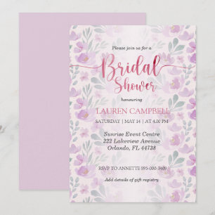 Invitation aquarelle pivoine rose et violette
