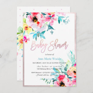 Invitation Aquarelle PixDezines, Baby shower Ranunculus rose