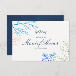 Invitation Aquarelle Plage d'algues Thème Be My Maid of Honor