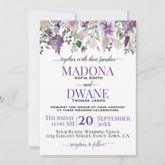 Invitation Aquarelle Plum et Fleurs Lilac