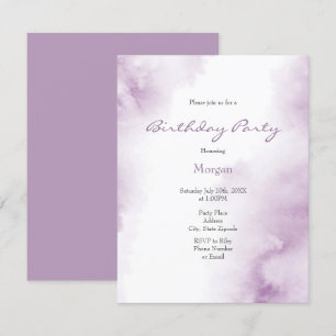 Invitation Aquarelle Plum Mauve Cadre Abstrait