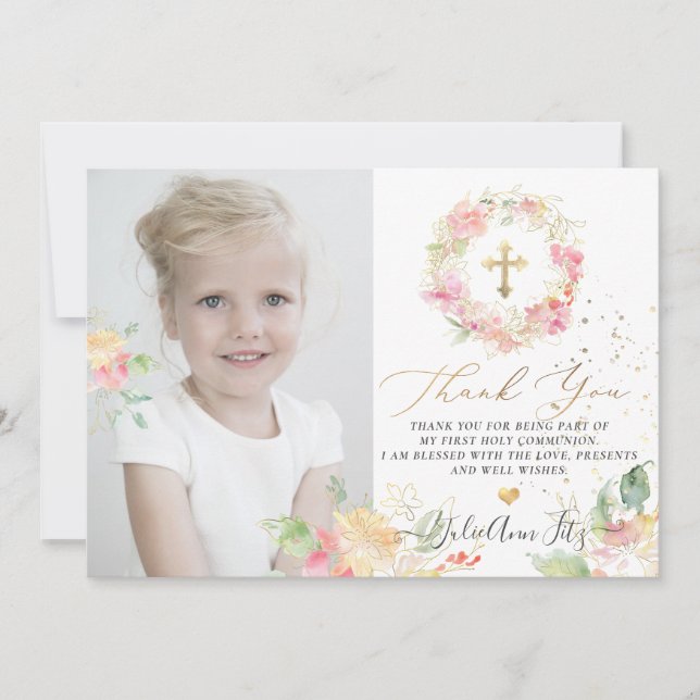 Invitation Aquarelle Pois de senteur Rougissants Merci (Devant)